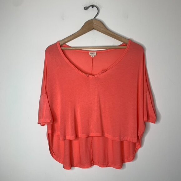 Wilfred Free Aritzia Top T-shirt Cropped Short sleeve Coral Pink Size XS - Picture 5 of 15